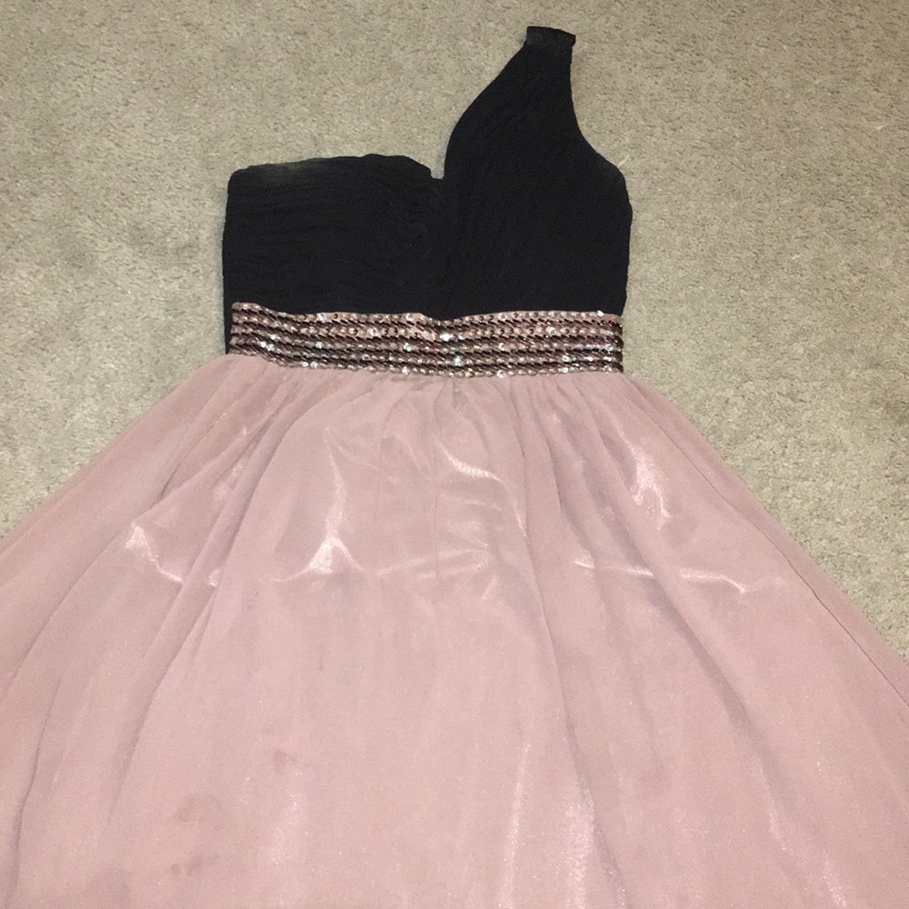 Mauve and black homecoming dress